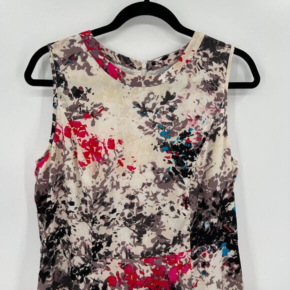 SHOSHANNA Cream, Red, Black Abstract Print Silk Sleeveless Mini Dress Size 10 - Picture 4 of 7